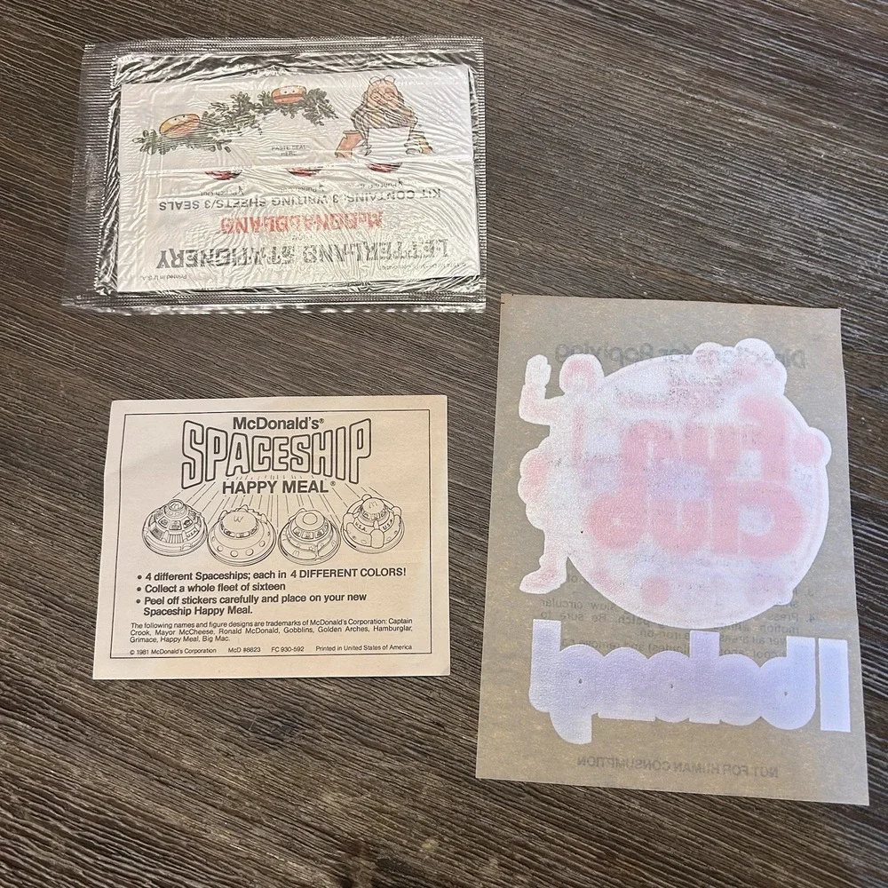 Letterland Stationary McDonaldland Ronald McDonald Iron On Puppet 1970s 1980 Lot